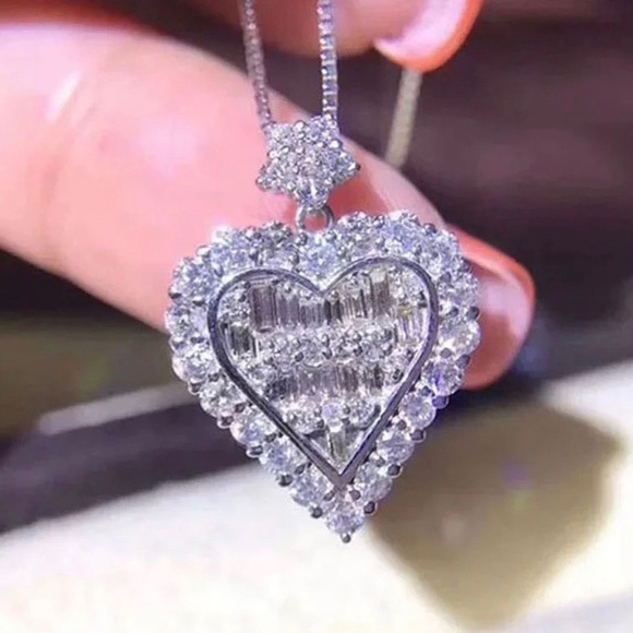 NEW 925 STERLING SILVER DIAMOND PENDANT NECKLACE - Picture 9 of 9